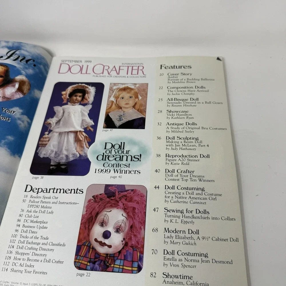 Doll Crafter Magazine September 1999 - Doll Dress Patterns, Resin Dolls, Costume